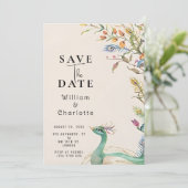 Peacock Save the Date, Wedding Invitation Kaart (Staand voorkant)