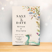 Peacock Save the Date, Wedding Invitation Kaart