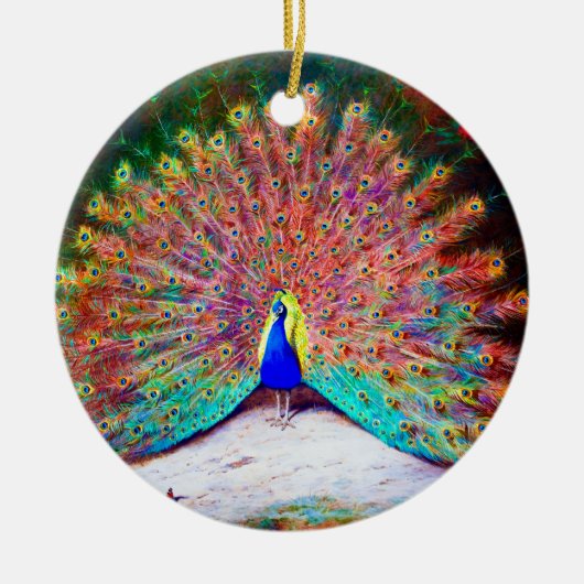 Peacock schilderen Keramisch Ornament (Voorkant)