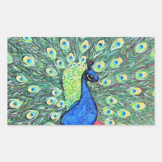 Peacock schilderen weergeven rechthoekige sticker (Voorkant)