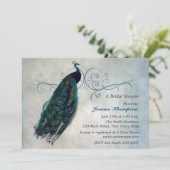Peacock Scroll Bridal Shower Uitnodiging (Staand voorkant)