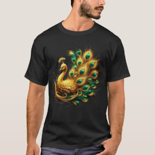 Peacock Showcasing Groen en Geel Plumage T-shirt