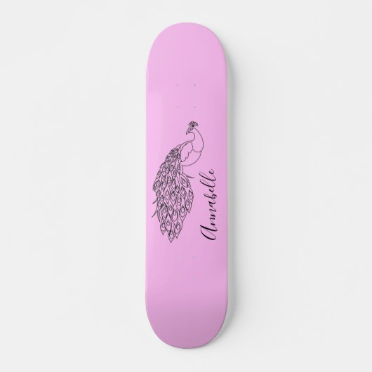 Peacock Silhouette Custom Name Skateboard (Voorkant)