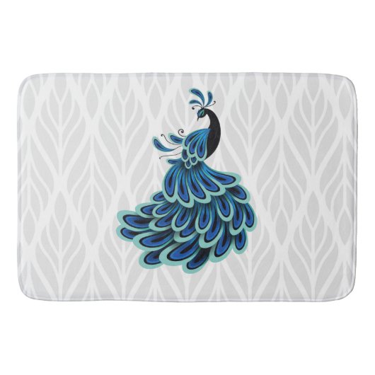 Peacock Silver Design Bath Mat (Voorkant)