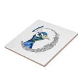 Peacock Silver Glitter Moon Tegeltje (Zijkant)