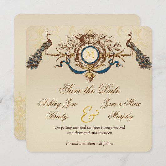 Peacock sparen de Kaarten van de Datum (Voorkant / Achterkant)