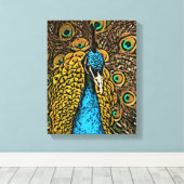 Peacock Splendor Illustratie Canvas Afdruk (Insitu (Houten vloer))