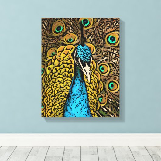 Peacock Splendor Illustratie Canvas Afdruk (Insitu (Houten vloer))