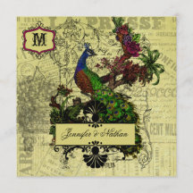 Peacock Square bruiloft uitnodiging