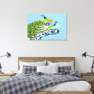 Peacock Standing 3 Wrapped Canvas Afdruk