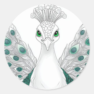 Peacock sticker. A noble and beautiful bird  Ronde Sticker