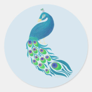 Peacock-stickers Ronde Sticker
