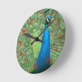 Peacock Strut Clock Red2 Ronde Klok (Hoek)