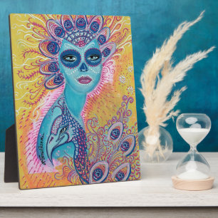 Peacock Sugar Skull Art Fotoplaat