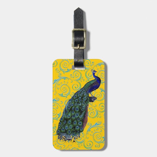 Peacock Swirl Bagagelabel (Voorkant verticaal)