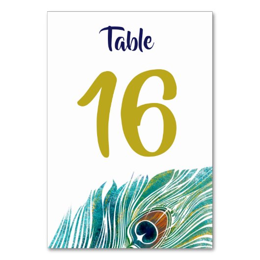 Peacock Table Number card Kaart (Voorkant)