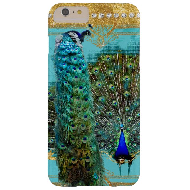 Peacock Tail Feathers Gold Glitter Baroque Jewel Case-Mate iPhone Case (Achterkant)