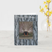 PEACOCK TAIL TREE BARK HAPPY BIRTHDAY KAART (Gele Bloem)