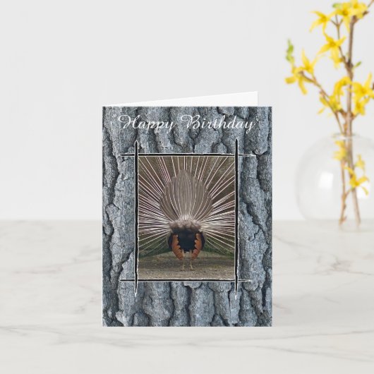 PEACOCK TAIL TREE BARK HEUREUSE CARTE D'ANNIVERSAI (Fleur jaune)