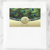 Peacock Thema Bruiloft Envelop Afdichtingen Rechthoekige Sticker (Tas)