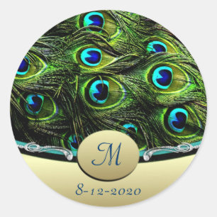 Peacock Thema Bruiloft Envelop Afdichtingen Ronde Sticker