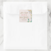 Peacock Thema Bruiloft uitnodiging Vierkante Sticker (Tas)