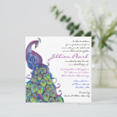 Peacock Thème Bat mitzvah Invitation Invitation bl (Debout devant)