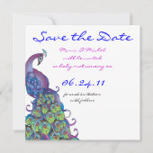 Peacock Theme Weddenschap Opslaan Datum Save The Date (Voorkant)