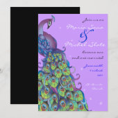 Peacock Theme Wedding Uitnodiging tot Paars (Voorkant / Achterkant)