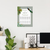 Peacock Tropical Greenery Wedding Seating Chart Poster (Thuiskantoor)