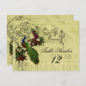 Peacock Trouwtafel Nummer Briefkaart (Voorkant / Achterkant)