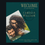 Peacock TURQUOISE Green Gold Mariage Affiche de bi<br><div class="desc">⭐ Design par LeahG®. Félicitations à votre fiançailles. 📌 NIP cette conception à votre tableau de bord mariage sur Pinterest et profiter de votre voyage de planification mariage. 🥰 Vos amis et votre famille aimeront cet objet de mariage moderne et minimaliste, simple et élégant. Cela fait partie d'une collection de...</div>