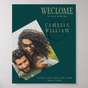 Peacock TURQUOISE Green Gold Mariage Affiche de bi