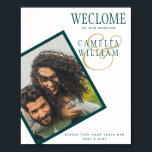 Peacock TURQUOISE Green Gold Mariage Affiche de bi<br><div class="desc">⭐ Design par LeahG®. Félicitations à votre fiançailles. 📌 NIP cette conception à votre tableau de bord mariage sur Pinterest et profiter de votre voyage de planification mariage. 🥰 Vos amis et votre famille aimeront cet objet de mariage moderne et minimaliste, simple et élégant. Cela fait partie d'une collection de...</div>