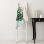 Peacock turquoise shabby chic Sherpa Blanket Deken (In situ)