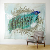 Peacock turquoise shabbyvogel wandkleed (In Situ (horizontaal))