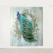 Peacock turquoise shabbyvogel wandkleed (Voorkant)