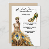 Peacock veer bal jurk bruid om wit te zijn kaart (Voorkant / Achterkant)