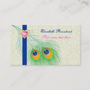 Peacock veer blauw heet roze oog vangen visitekaartje