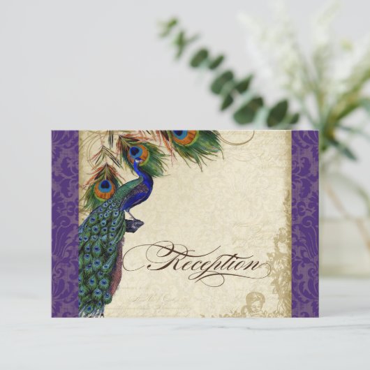 Peacock & Veer Formele Recetie nodigt Paars uit Informatiekaartje (Staand voorkant)