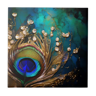 Peacock veer gemarmerde parel luxe muur tegeltje