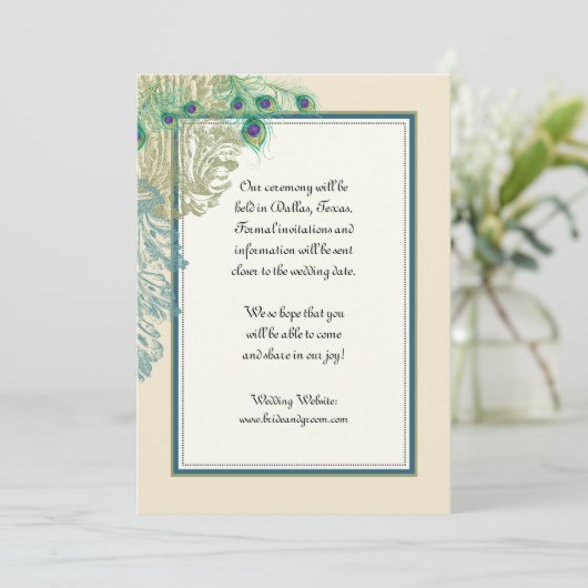 Peacock, Veer in Etchings sparen de Datum Save The Date (Staand voorkant)