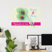 Peacock veer juweel hart trouwdag poster (Thuiskantoor)