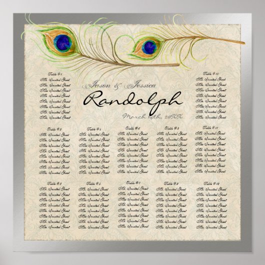 Peacock Veer Ontvangingstabel Poster (Voorkant)