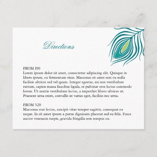 Peacock Veer Tussenvoegsel Informatiekaartje (Voorkant)