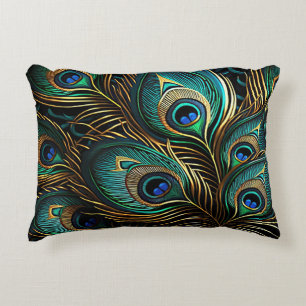 Peacock veren - Art Deco Accent Kussen