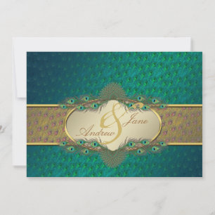 Peacock veren elegante trouwuitnodigingen kaart