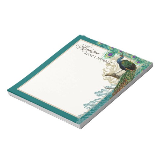  Peacock, veren in Etchings Swirl Antiek Notitieblok (Gedraaid)