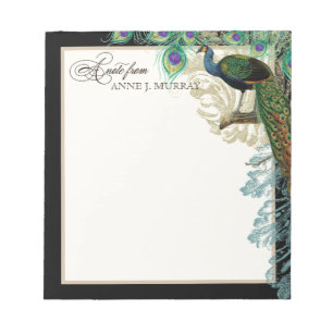 Peacock, veren in Etchings Swirl Antiek Notitieblok