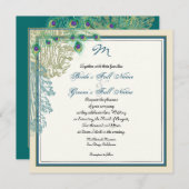 Peacock, veren in Etchings - Uitnodiging (Voorkant / Achterkant)